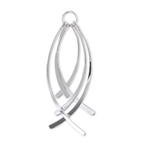 Pendant charms curved 78 mm Rhodium tone