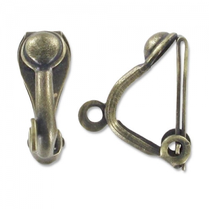 Clip earrings ball motif  4mm bronze x2