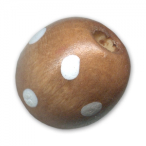 Wooden round bead 16mm Maroon Polka dot x1