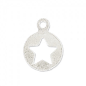 Hollow stars charms 8mm Silver tone x5