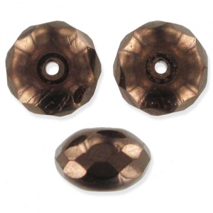 Fire Polished Donut-shaped 9x6mm Dark Bronze x25