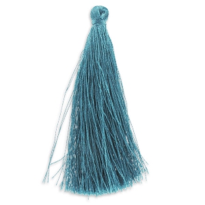 Pompon in silk imitation 88-93 mm Teal x1