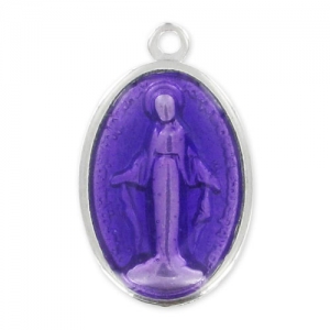 Enamelled Virgin medal 25mm Purple x1