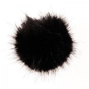 Synthetic fur pompoms 10 cm Black x1