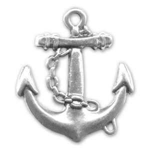 Pendant Navy anchor 31mm Old silver tone x1