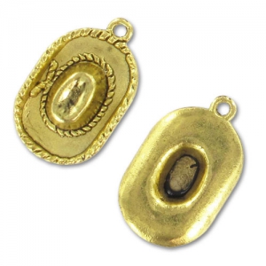 Cowboy hat charm 22mm Old gold tone x1