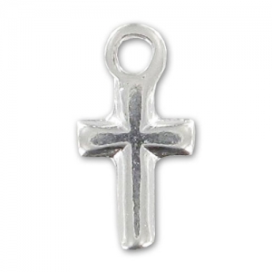 Cross Charms  13mm Silver tone x5