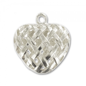 Heart charm 19mm Silver tone x1