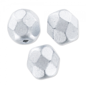 Fire Polished faceted round beads 6mm Silver Mat x25