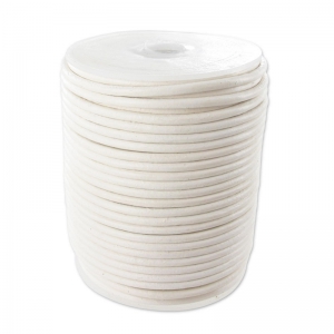 Leather cord 2mm white x 25m