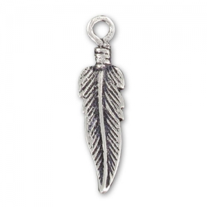 Sterling silver charm Feather 22mm x1