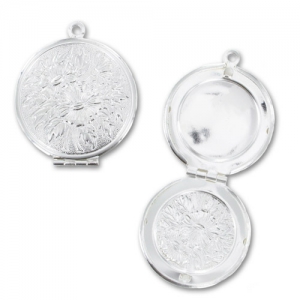round locket 32x27mm Silver tone x1