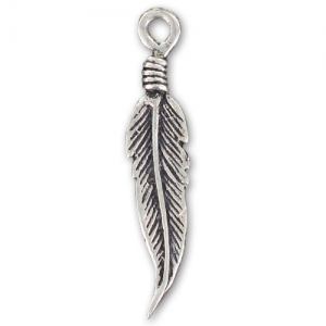 Sterling silver charm Feather 28mm x1