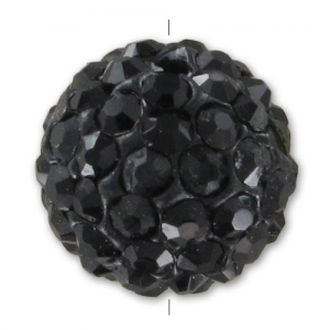 Plasticine round bead rhinestones 12mm Jet  x1