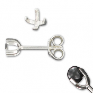 925 Sterling Silver Earstud for 4mm beads x2
