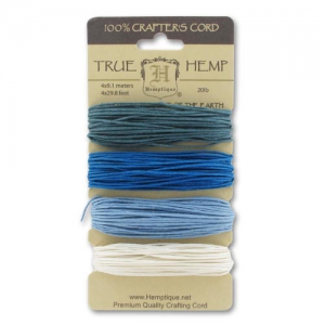 Assortment of 1,10mm hemp cord Aquamarine 4 x 9,1m