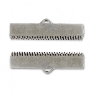 Crimp-end for ribbon 24mm Old silver colored x2