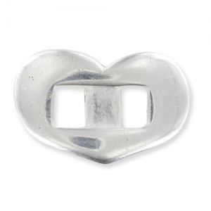 Heart clasp for 5mm lace Old Silver tone x1