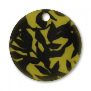 Printed Sequin 22mm black/Olivine x1