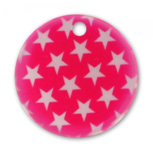 Printed Sequin 20mm Stars Fuchsia/white x1