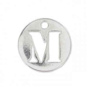 M letter Sterling silver charm 8.5mm x1