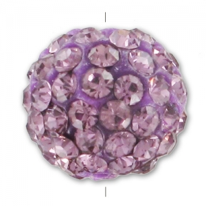 Plasticine round bead rhinestones 10mm Light Amethyst x1