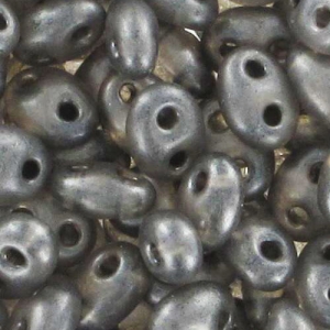 Twin beads 2.5x5mm Dark Grey Pearl x20g