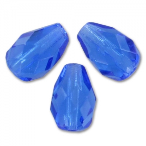 Fire Polished faceted pear-shaped beads 10x7mm Sapphire x20