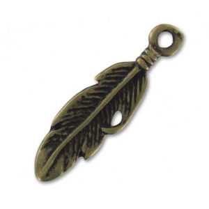 Feather charm 27mm Bronze tone x1