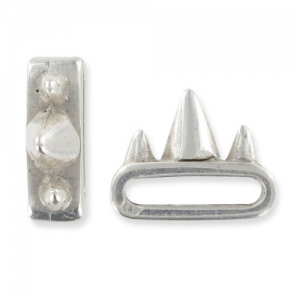Spike Slider bead  6x17 mm Old Silver tone x1