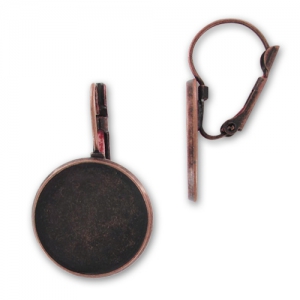 Cabochon 18mm Cabochon Leverback earrings Old Copper tone x2