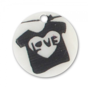 Mother-of-Pearl printed sequin 20mm Love Tee-shirt x1