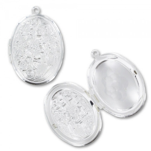 oval locket 33x24mm Silver tone x1