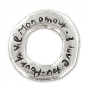 Love words Ring 22mm Old silver tone x1