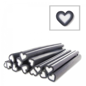 Polymer clay cane 5x50mm Heart Grey Anthracite