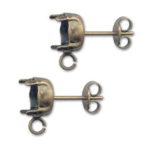 Cabochon Earstuds 1028/1088 8mm bronze tone x2