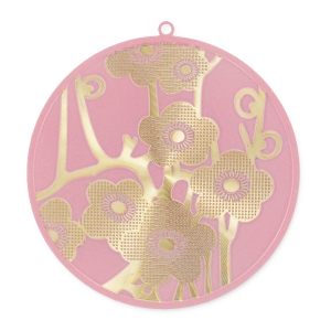 Enameled pendant zen 42mm Light Rose/doré x1