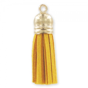 Pendant suede tassel 36mm Yellow / gold tone x1