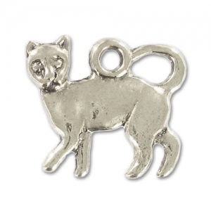 Cat charm 14,5mm Old Silver tone x1