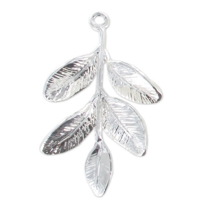 Pendant leaves 31 mm fine silver plating