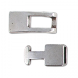 Hook and eye clasp 5mm cords Antique Silver Plating x1