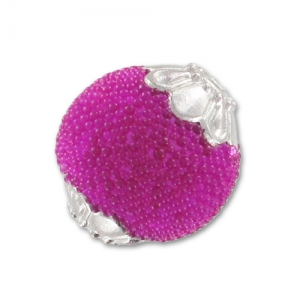 Round bead with beads inclusions 15mm Fuchsia x1