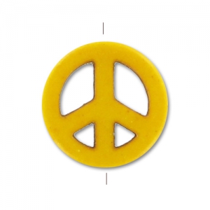 Bead Howlite Peace 15mm Yellow x1