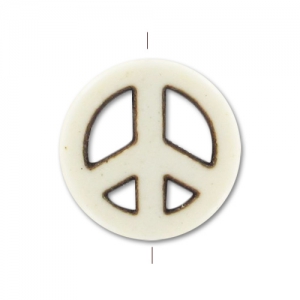 Bead Howlite Peace 15mm Bone imitation x1