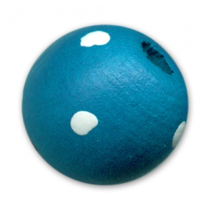 Wooden round bead 16mm Blue Polka dot x1