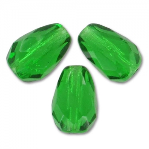 Fire Polished faceted pear-shaped beads 10x7mm Green x20
