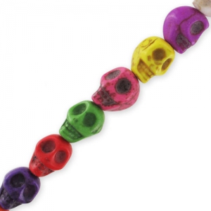 Bead Assortment of skulls in  synthetic Howlite 10mm Multicolored x38cm