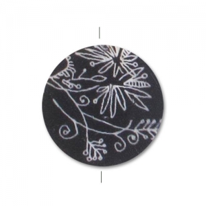 MOP printed Puck-shaped bead 20mm Foliage x1