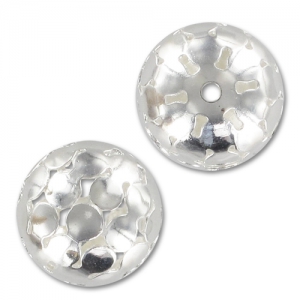 Filigreed metal circles ball 16mm Silver tone x1