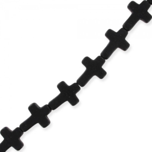 Bead Colored synthetic Howlite cross 16 mm Black  x1